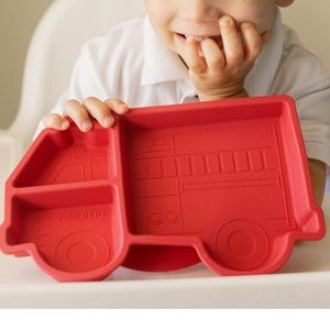 NWOT Our Little Cubs Firetruck Toddler Silicone Suction Plates